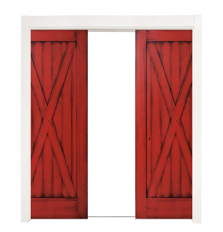 Full X Double Converging Pocket Doors Rustica